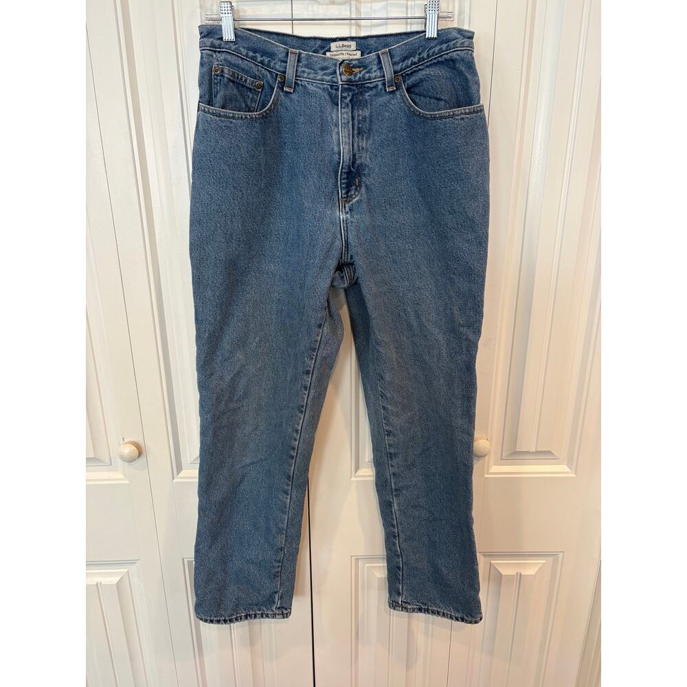 L.L. Bean Orginal/Relaxed Fit Plaid Lined Jeans Size 12